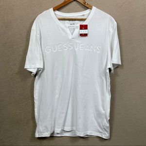 Guess jeans V Neck Shirt Cotton White T-Shirt